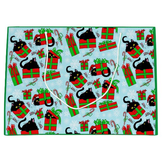 黒猫クリスマスプレゼント ラージペーパーバッグ (正面)