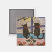 黒猫クリスマスマグネット マグネット (正面/裏面)