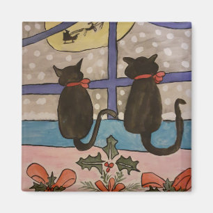 黒猫クリスマスマグネット マグネット