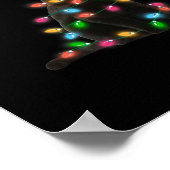 黒猫クリスマスライトおもしろい猫好き ポスター (角)