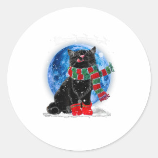 黒猫クリスマスライトムーンブルーホール ラウンドシール