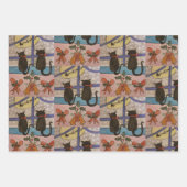 黒猫クリスマスラッピング紙シートセット ラッピングペーパーシート (正面2)