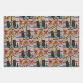 黒猫クリスマスラッピング紙シートセット ラッピングペーパーシート (正面)