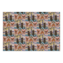 黒猫クリスマスラッピング紙シートセット