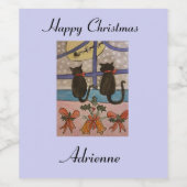 黒猫クリスマスワインラベル ワインラベル (シングルラベル)