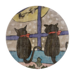 黒猫クリスマス カッティングボード