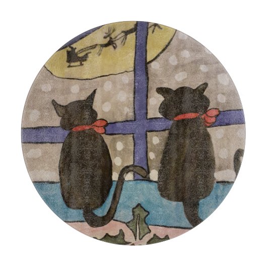 黒猫クリスマス カッティングボード (正面)