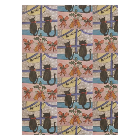 黒猫クリスマス テーブルクロス (正面)