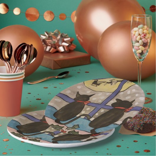 黒猫クリスマス ペーパープレート (複数)