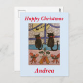 黒猫クリスマス ポストカード (正面/裏面)