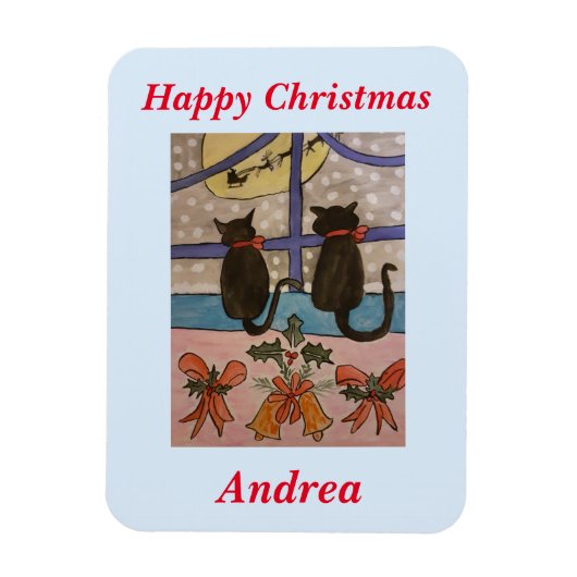 黒猫クリスマス マグネット (縦)