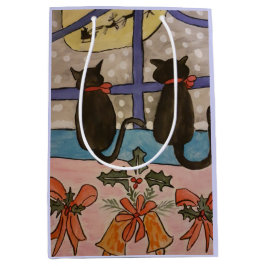 黒猫クリスマス ミディアムペーパーバッグ