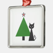 黒猫クリスマス メタルオーナメント (左)