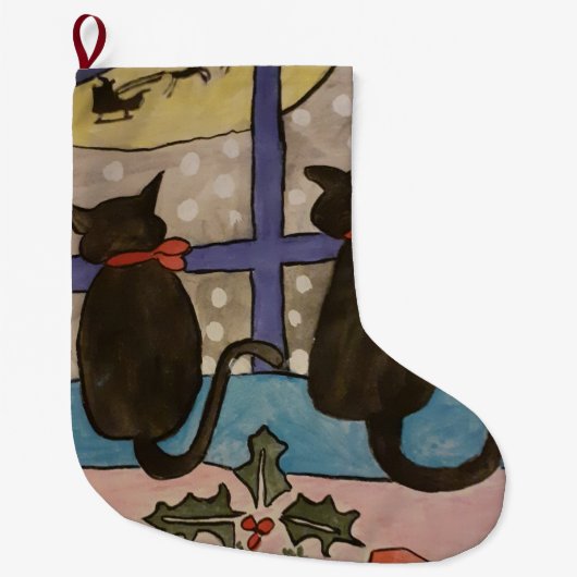 黒猫クリスマス ラージクリスマスストッキング (正面)