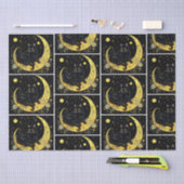 黒猫クレセントムーンフローラホワイトハロウィン 薄葉紙 (クラフト)