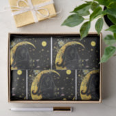 黒猫クレセントムーンフローラホワイトハロウィン 薄葉紙 (ギフト)