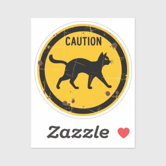 黒猫クロッシング – ハロウィーン注意標識 シール (シート)