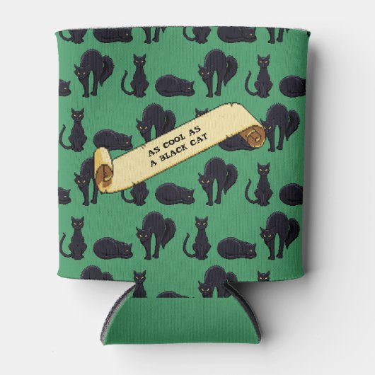 黒猫クールのアートワークでかわいい黒猫 缶クーラー (正面)