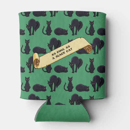 黒猫クールのアートワークでかわいい黒猫 缶クーラー (裏面)