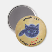 黒猫グッドラック マグネット (正面/裏面)