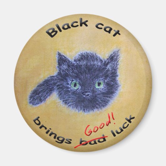 黒猫グッドラック マグネット (正面)