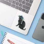 黒猫グラッドステッカー シール (ノートパソコンとiPhone)