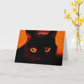 黒猫グリーティングカード カード (黄色い花)