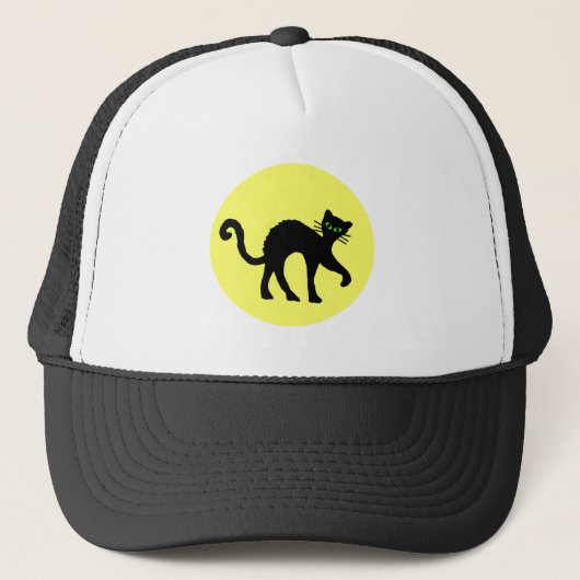 黒猫グリーンアイズフルイエロームーン キャップ (正面)