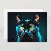 黒猫グリーンアイズ猫子猫動物ペット ポストカード (正面/裏面)