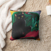 黒猫グリーンドラゴン クッション (ブランケット)