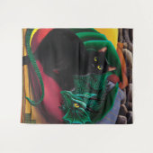 黒猫グリーンドラゴン タペストリー (正面(横))