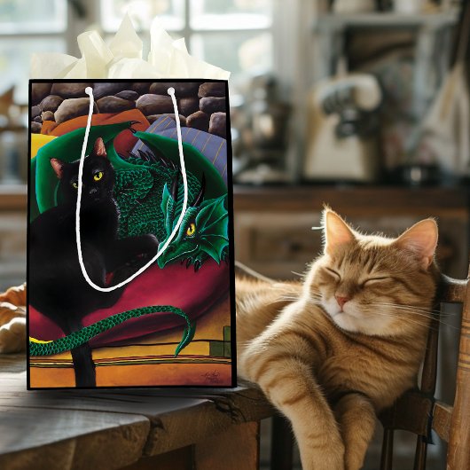 黒猫グリーンドラゴン ミディアムペーパーバッグ