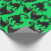 黒猫グリーンハロウィーンラッピング紙 ラッピングペーパー (角)