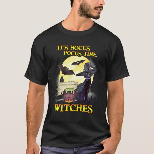 黒猫コウモリ魔女の呪文 いよいよ魔女たちの季節 Tシャツ (正面)