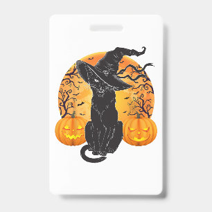 黒猫コスチューム怖いハロウィンウィッチハットムーン バッジ