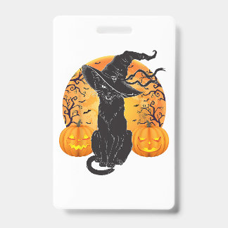 黒猫コスチューム怖いハロウィンウィッチハットムーン バッジ