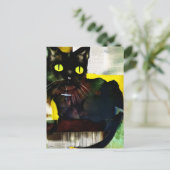 黒猫コラージュ絵画のはがき ポストカード (スタンド正面)