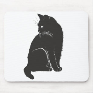 黒猫コンピュータマウスのマットそれオフィスワーク マウスパッド