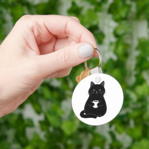 黒猫コーヒーギフト 楽しいメンズ レディース グラフィック キーホルダー