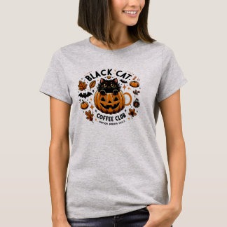 黒猫コーヒークラブハロウィーン女子Tシャツ –  Tシャツ