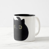 黒猫コーヒーマグ猫の覗き見る ツートーンマグカップ (正面右)