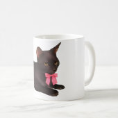 黒猫コーヒーマグ、二色セラミック、猫好き コーヒーマグカップ (正面右)