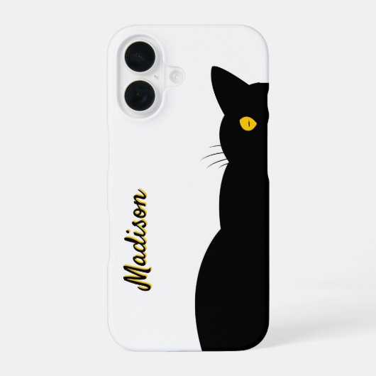 黒猫ゴールデンアイズカスタマイズ iPhone 16ケース (裏面)