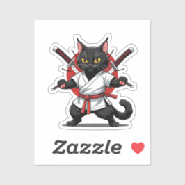 黒猫サムライステッカー シール