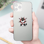 黒猫サムライステッカー シール (スマートフォン)