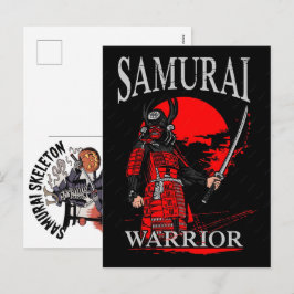 黒猫サムライ 日本の武士 ヴィンテージ シーズンポストカード