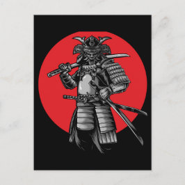 黒猫サムライ 日本の武士 ヴィンテージ シーズンポストカード