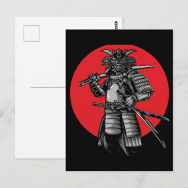 黒猫サムライ 日本の武士 ヴィンテージ ポストカード
