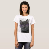 黒猫サングラス2 Tシャツ (正面フル)
