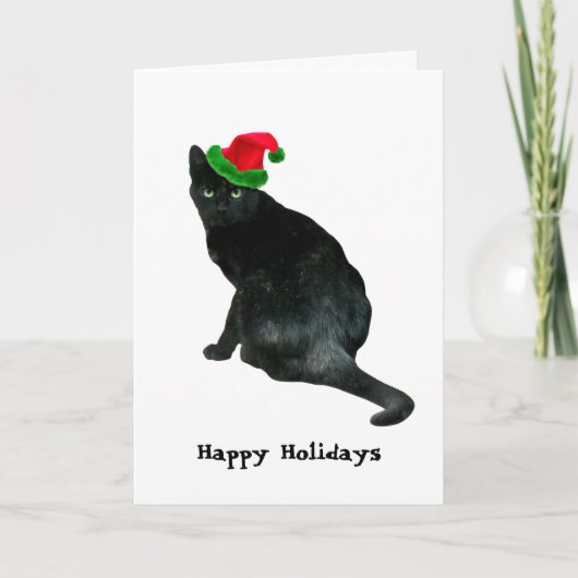 黒猫サンタクリスマスカード カード (正面)